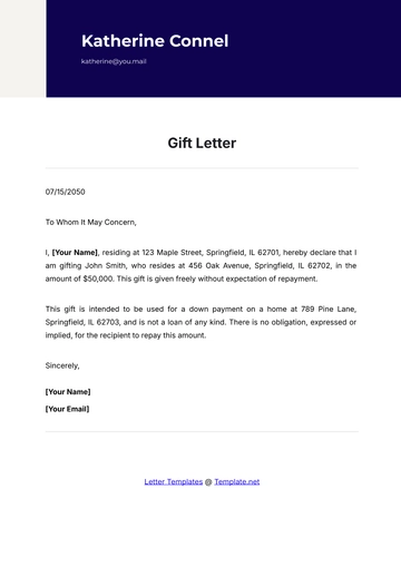 Free Gift Letter Template to Edit Online