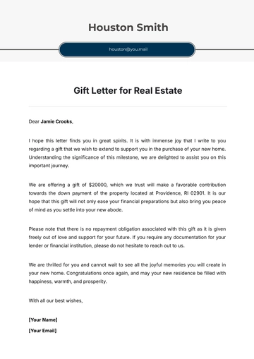 Free Gift Letter for Real Estate Template to Edit Online