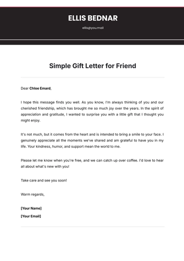 Free Simple Gift Letter for Friend Template to Edit Online