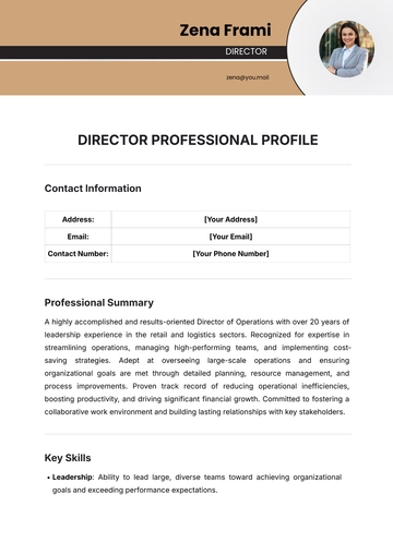 Free Director Professional Profile Template to Edit Online