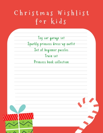 Free Christmas Wish List for Kids Template to Edit Online