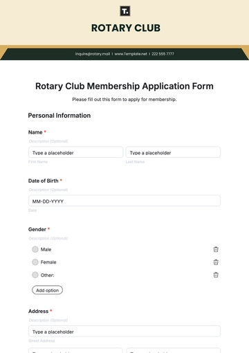 Free Rotary Club Membership Application Form Template to Edit Online