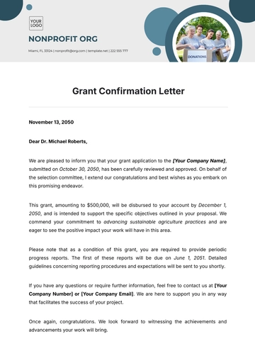 Free Grant Confirmation Letter Template to Edit Online