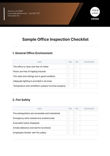 Free Sample Office Inspection Checklist Template to Edit Online