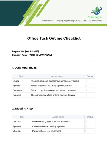 Free Office Task Outline Checklist Template to Edit Online