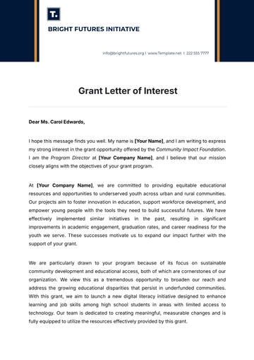 Free Grant Letter of Interest Template to Edit Online
