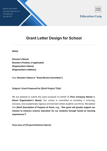 Free Grant Letter Design for School Template to Edit Online