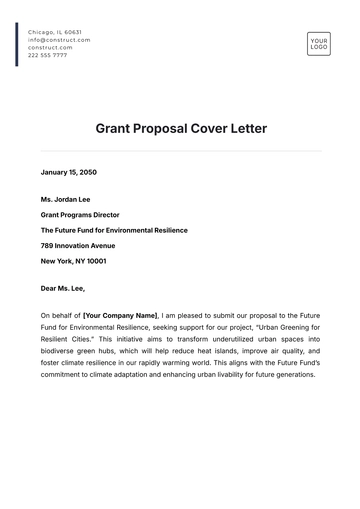 Free Grant Proposal Cover Letter Template to Edit Online
