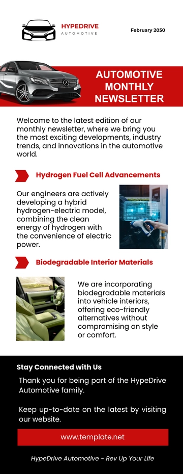 Free Automotive Newsletter Template to Edit Online