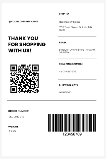 Free Online Store Shipping Label Template to Edit Online