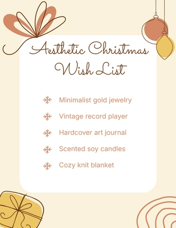Free Aesthetic Christmas Wish List Template to Edit Online