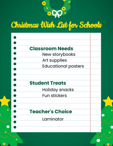 Free Christmas Wish List for Schools Template to Edit Online