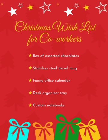 Free Christmas Wish List for Co-workers Template to Edit Online