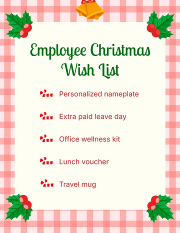 Free Employee Christmas Wish List Template to Edit Online