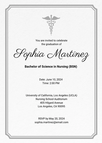 Free Nursing School Graduation Invitation Template to Edit Online