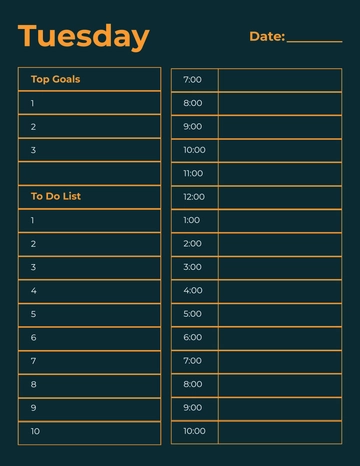 Free Tuesday Daily Planner Template to Edit Online