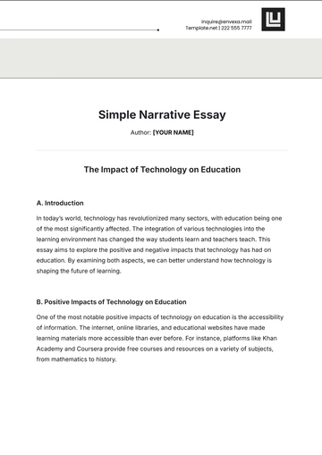 Free Simple Narrative Essay Template to Edit Online