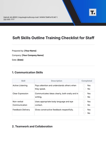 Free Soft Skills Outline Training Checklist for Staff Template to Edit Online