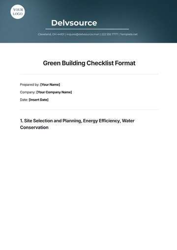 Free Green Building Checklist Format Template to Edit Online