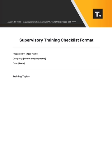 Free Supervisory Training Checklist Format Template to Edit Online
