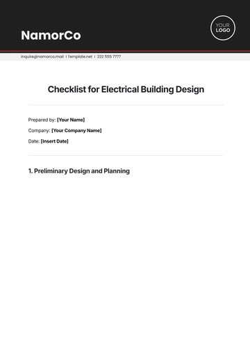 Free Checklist for Electrical Building Design Template to Edit Online