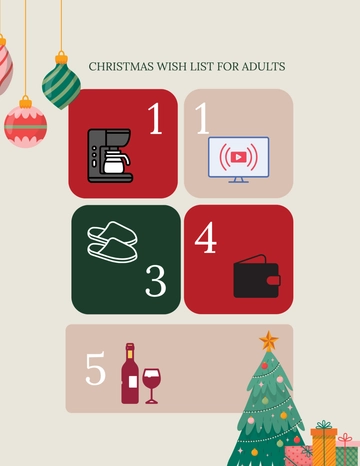 Free Christmas Wish List for Adults Template to Edit Online