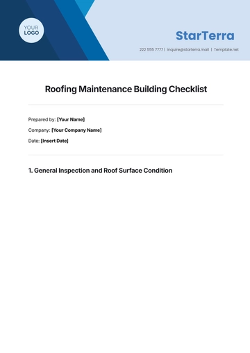 Free Roofing Maintenance Building Checklist Template to Edit Online
