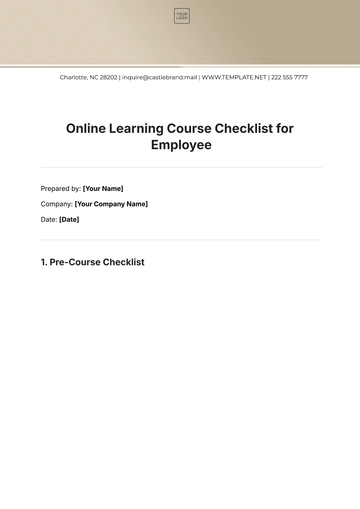 Free Online Learning Course Checklist for Employee Template to Edit Online