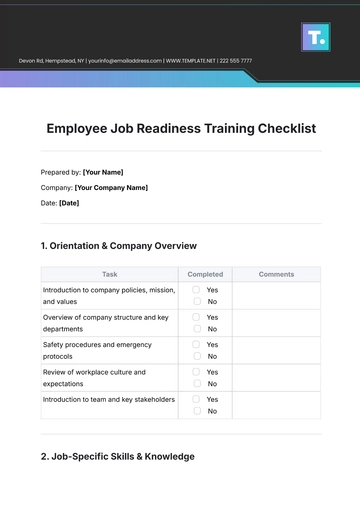 Free Employee Job Readiness Training Checklist Template to Edit Online