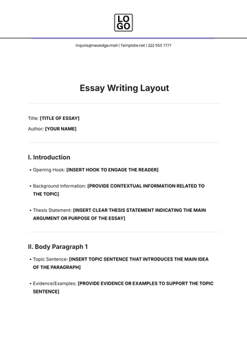 Free Essay Writing Layout Template to Edit Online