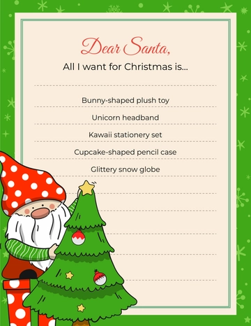 Free Cute Christmas Wish List Template to Edit Online