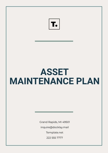 Free Asset Maintenance Plan Template to Edit Online