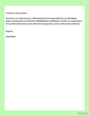 Notarized Letter for Child Travel