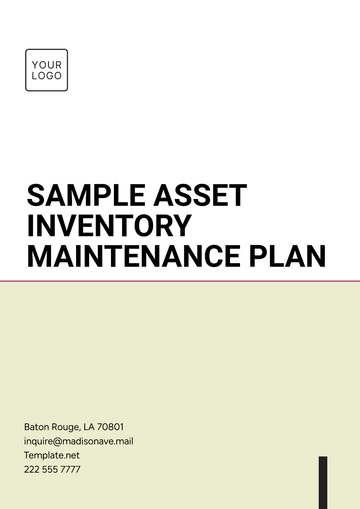 Free Sample Asset Inventory Maintenance Plan Template to Edit Online