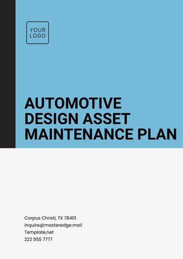 Free Automotive Design Asset Maintenance Plan Template to Edit Online