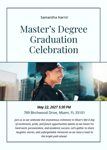 Free Masters Graduation Invitation Template to Edit Online