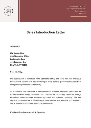 Free Sales Introduction Letter Template to Edit Online