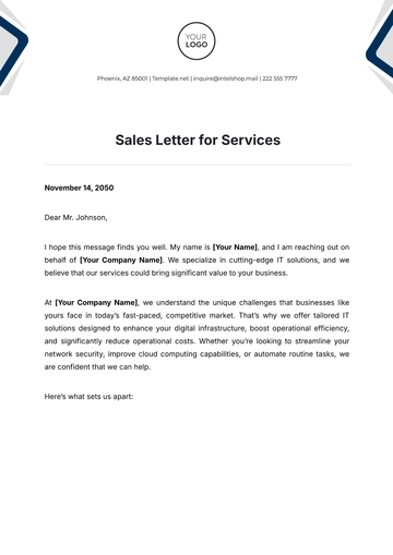 Free Sales Letter for Services Template to Edit Online