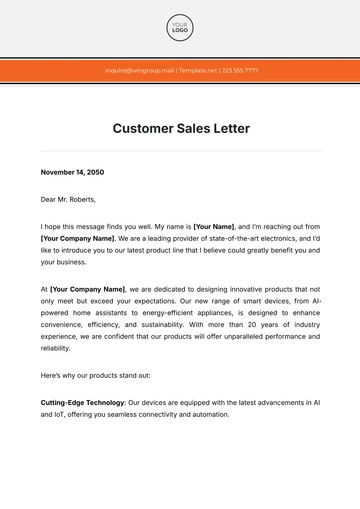 Free Customer Sales Letter Template to Edit Online
