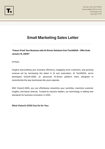 Free Email Marketing Sales Letter Template to Edit Online