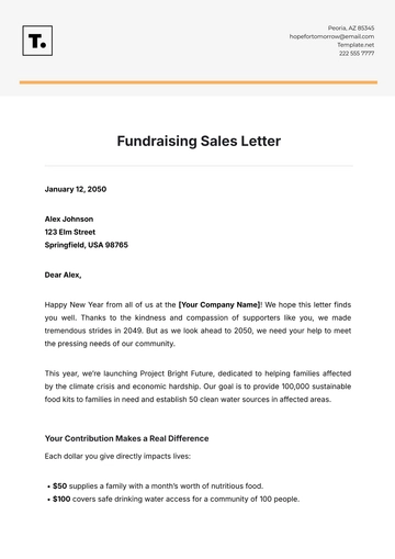 Free Fundraising Sales Letter Template to Edit Online