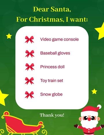 Free Christmas Wish List with Santa Design Template to Edit Online