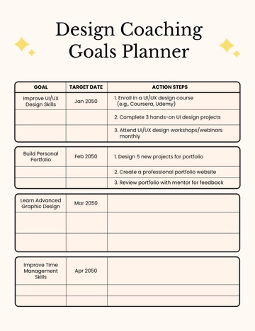 Free Design Coaching Goals Planner to Edit Online