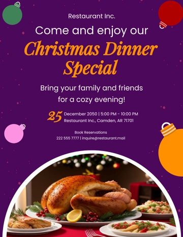 Free Colorful Christmas Dinner Flyer Template to Edit Online