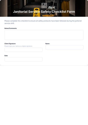 Free Janitorial Service Safety Checklist Form Template to Edit Online