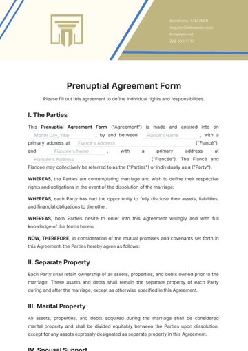 Free Prenuptial Agreement Form Template to Edit Online Free Prenuptial Agreement Form Template to Edit Online
