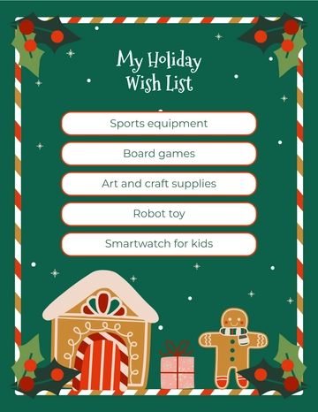 Free Holiday Wish List for Kids Template to Edit Online