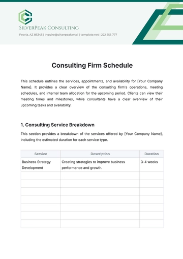 Free Consulting Firm Schedule Template to Edit Online