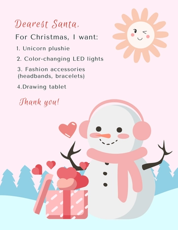 Free Christmas Wish List for Girls Template to Edit Online