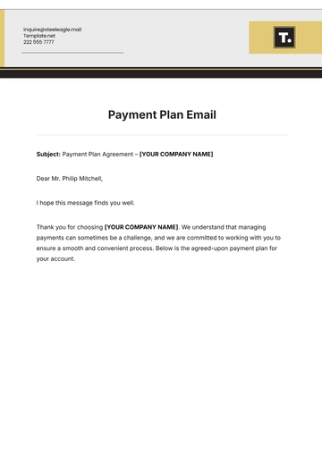 Free Payment Plan Email Template to Edit Online